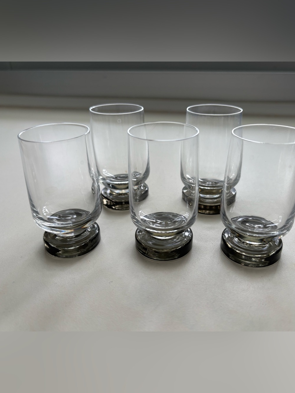 Vintage Rosenthal Studio Linie Germany cordial glasses set of 5 clear, grey base